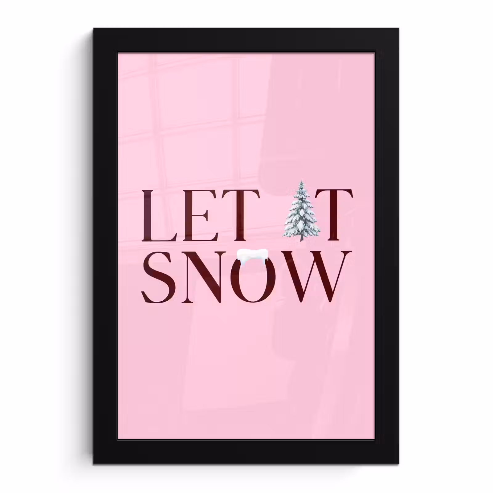 Bilder mit Rahmen - Weihnachten – Text – Schnee – Rosa — 1