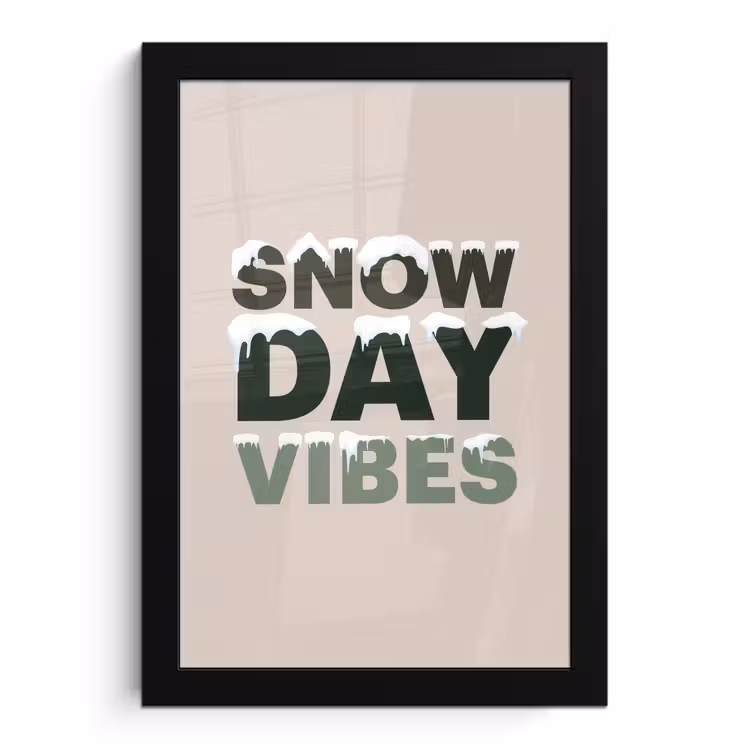 Bilder mit Rahmen - Schnee – Text – Weihnachten – Beige — 1