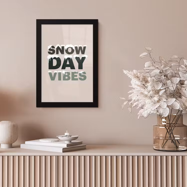 Bilder mit Rahmen - Schnee – Text – Weihnachten – Beige — 4
