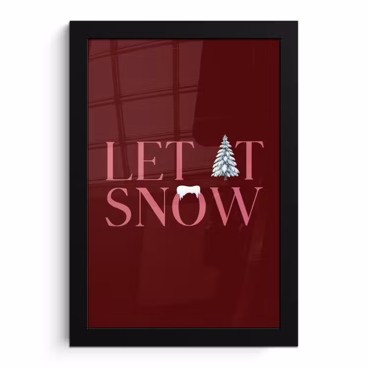 Bilder mit Rahmen - Text – Weihnachten – Schnee – Rosa — 1