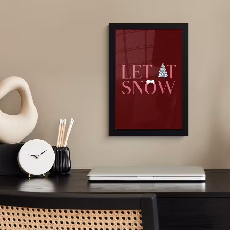 Bilder mit Rahmen - Text – Weihnachten – Schnee – Rosa — 2