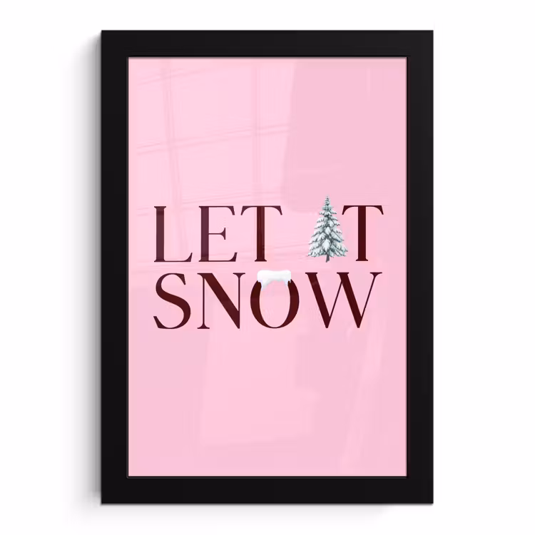 Bilder mit Rahmen - Weihnachten – Text – Schnee – Rosa — 1