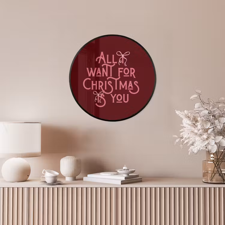 Poster im Rahmen Rund - Text – Weihnachten – Rot – Rosa — 5