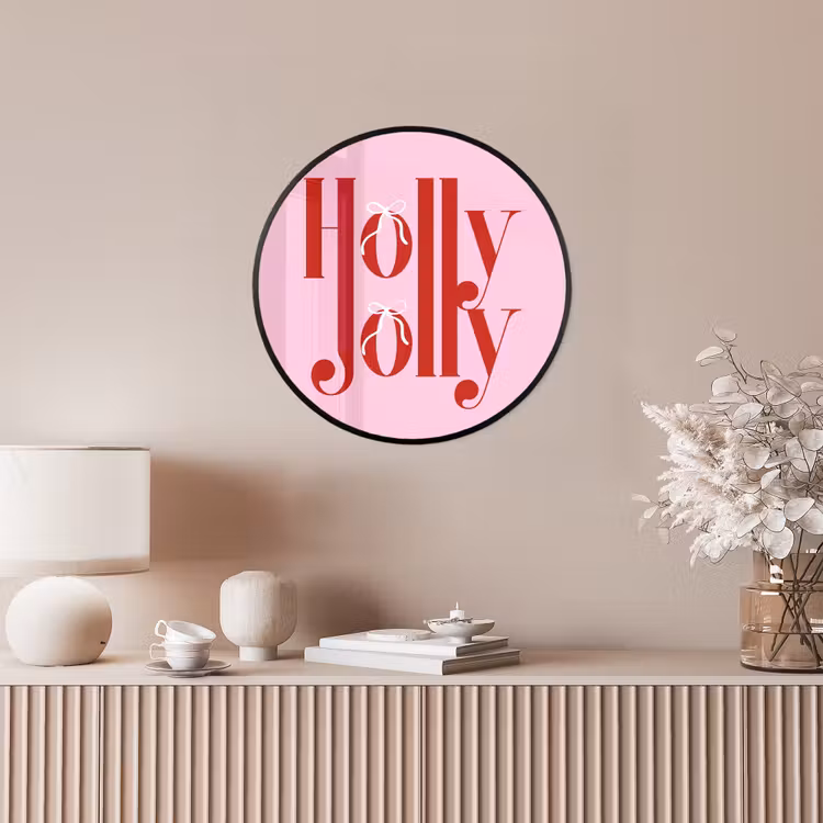 Poster im Rahmen Rund - Weihnachten – Text – Rot – Rosa — 5