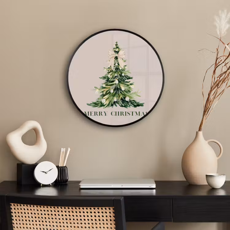Poster im Rahmen Rund - Weihnachten – Weihnachtsbaum – Text — 3