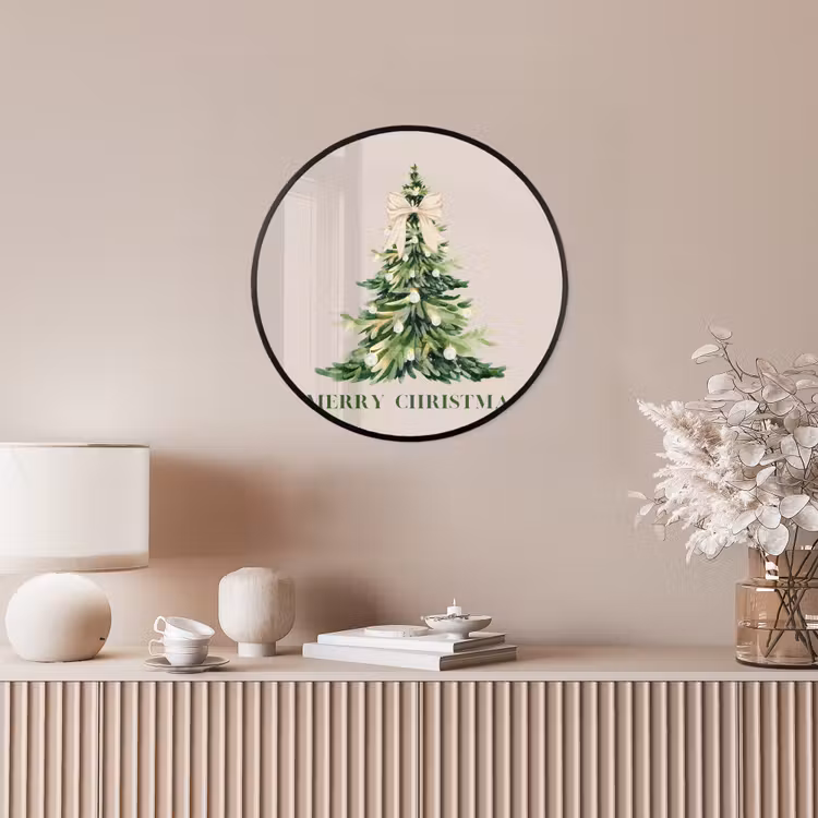 Poster im Rahmen Rund - Weihnachten – Weihnachtsbaum – Text — 5