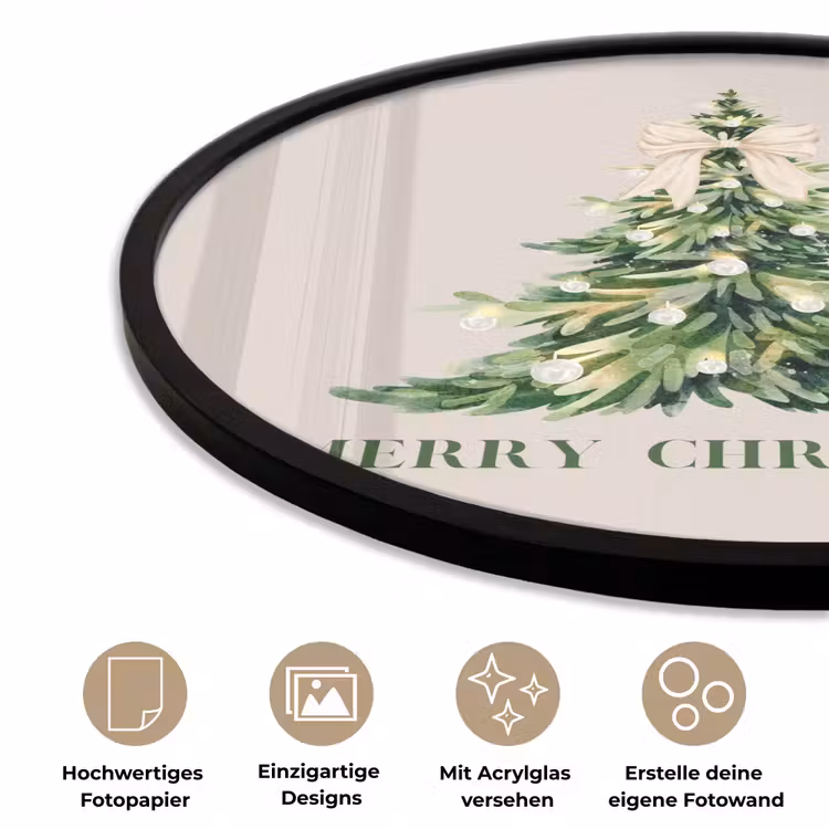 Poster im Rahmen Rund - Weihnachten – Weihnachtsbaum – Text — 6