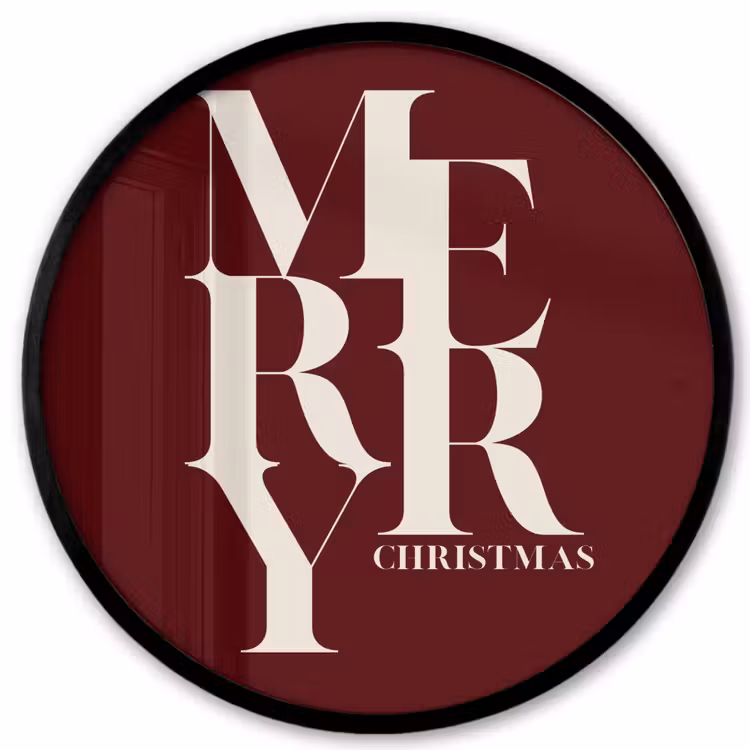 Poster im Rahmen Rund - Merry – Text – Dunkel – Rot — 1