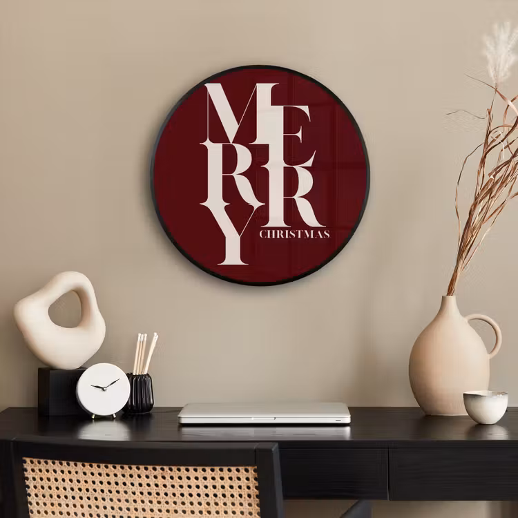 Poster im Rahmen Rund - Merry – Text – Dunkel – Rot — 3