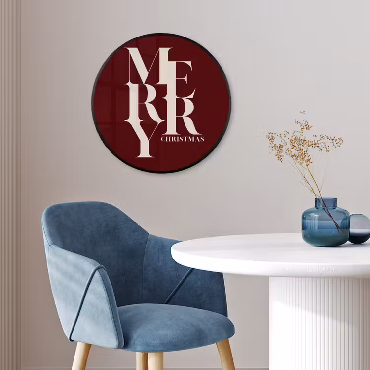Poster im Rahmen Rund - Merry – Text – Dunkel – Rot — 4