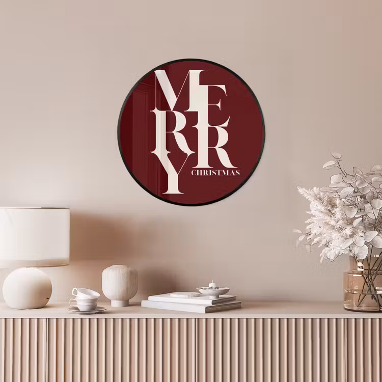 Poster im Rahmen Rund - Merry – Text – Dunkel – Rot — 5