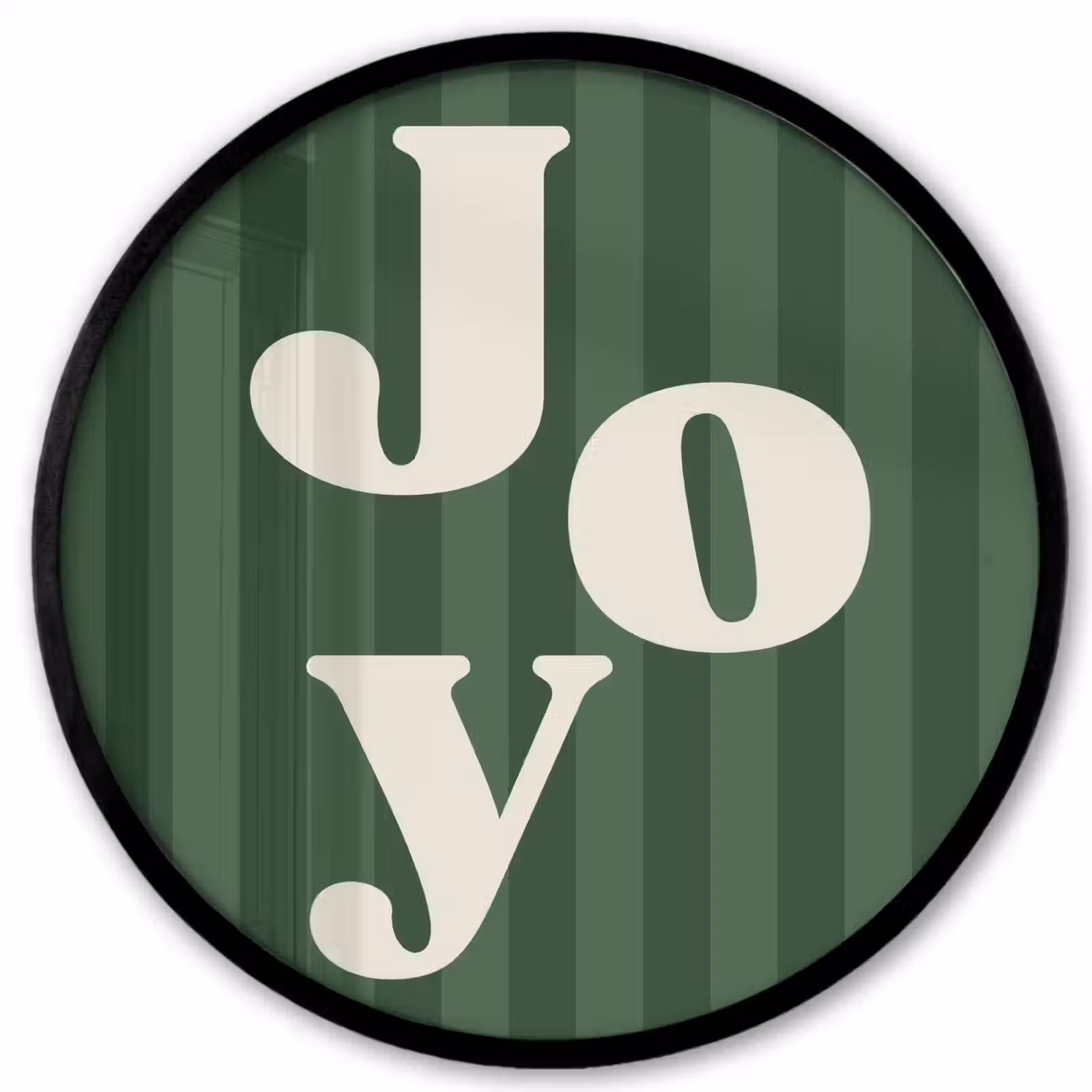 Poster im Rahmen Rund - Joy – Weihnachten – Text – Grün — 1