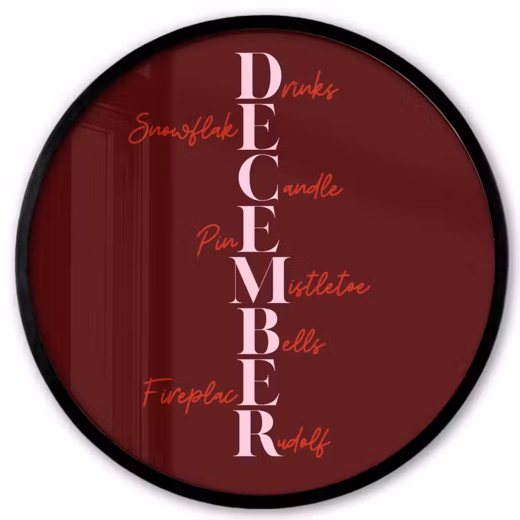 Poster im Rahmen Rund - Dezember – Text – Weihnachten – Burgund — 1