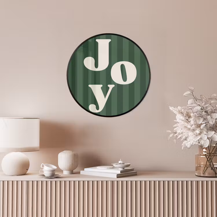 Poster im Rahmen Rund - Joy – Weihnachten – Text – Grün — 5