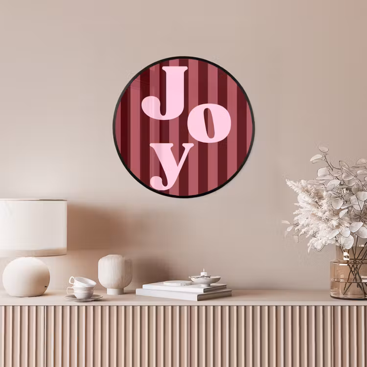 Poster im Rahmen Rund - Joy – Weihnachten – Text – Rosa — 5