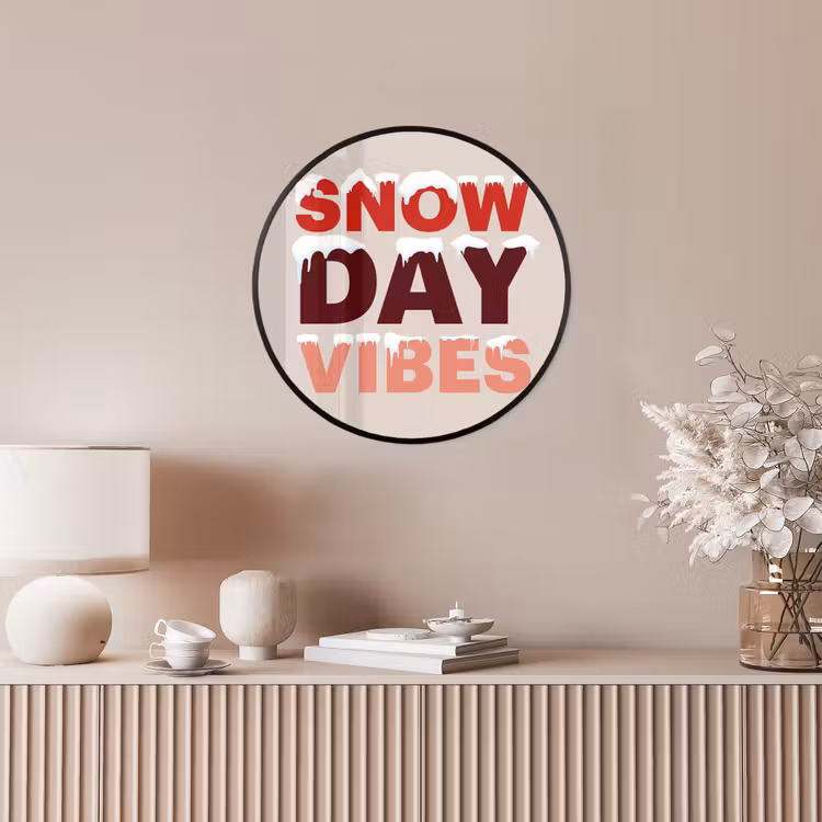 Poster im Rahmen Rund - Schnee – Weihnachten – Text – Rot — 5