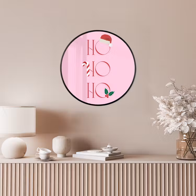 Poster im Rahmen Rund - Weihnachten – Text – Rosa – Illustration — 5