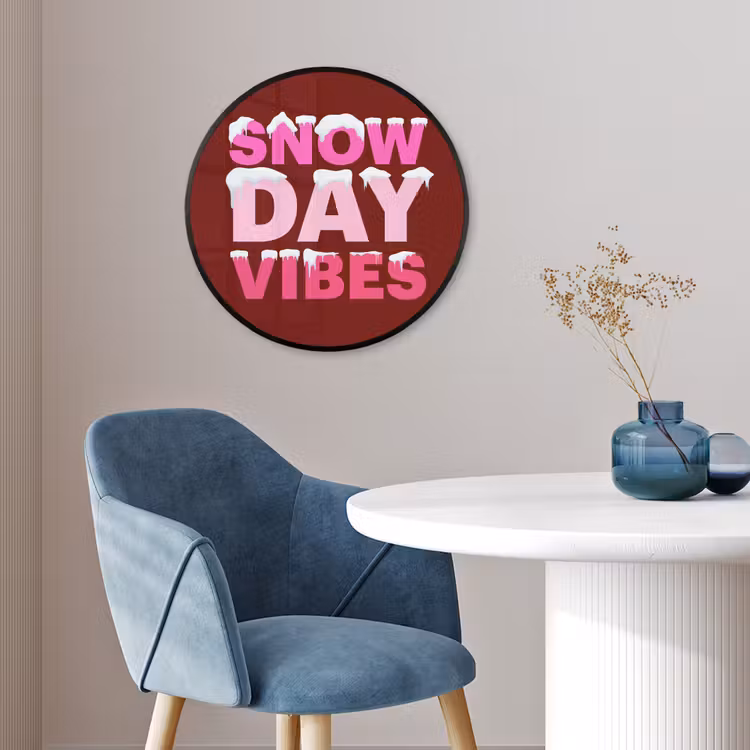 Poster im Rahmen Rund - Weihnachten – Text – Schnee – Rot – Rosa — 4