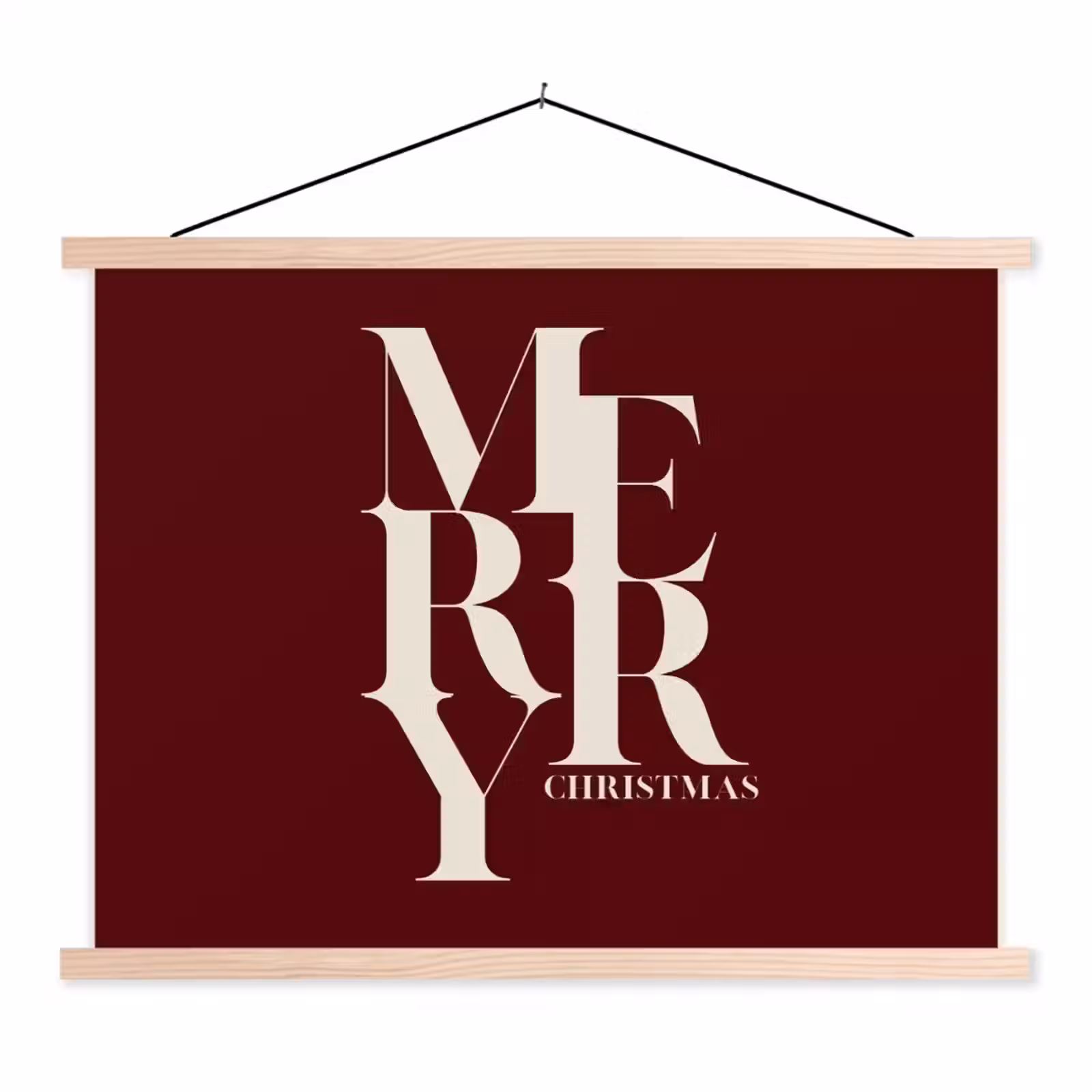 Stoffbild - Merry – Text – Dunkel – Rot — 1