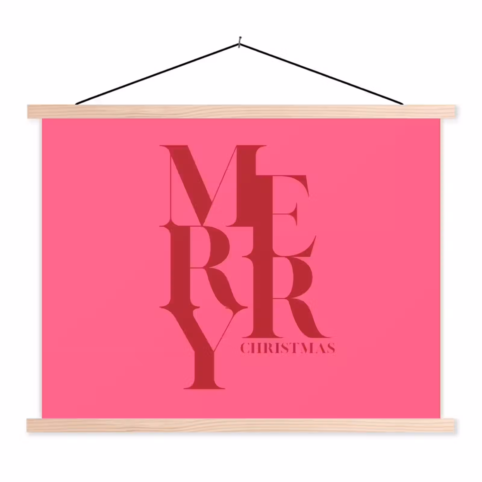 Stoffbild - Merry – Text – Weihnachten – Rosa — 1