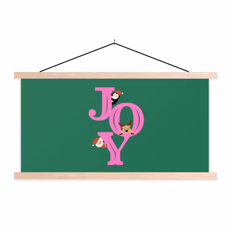 Stoffbild - Freude – Weihnachten – Animation – Rosa – Grün — 1
