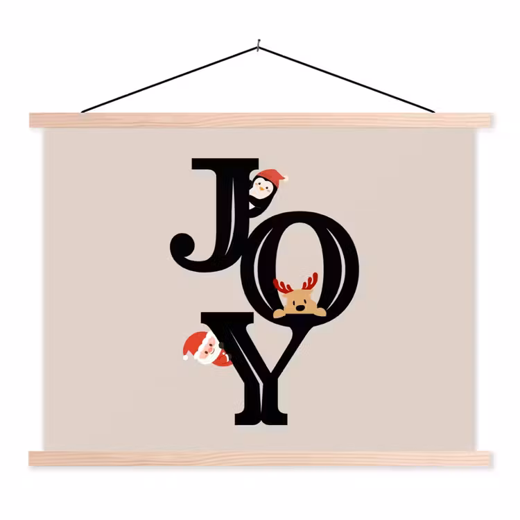 Stoffbild - Joy – Animation – Schwarz – Weihnachten — 1