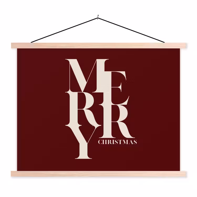 Stoffbild - Merry – Text – Dunkel – Rot — 1