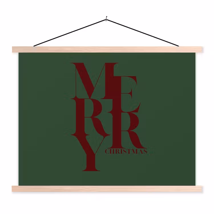 Stoffbild - Merry – Text – Grün – Weihnachten — 1