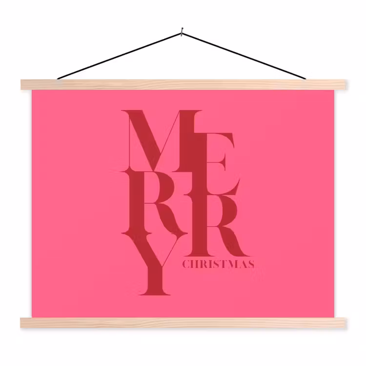 Stoffbild - Merry – Text – Weihnachten – Rosa — 1
