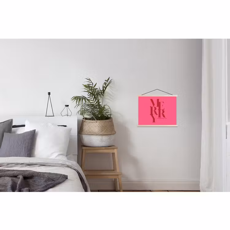 Stoffbild - Merry – Text – Weihnachten – Rosa — 3