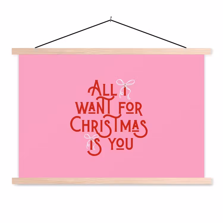 Stoffbild - Text – Weihnachten – Rosa – Rot — 1