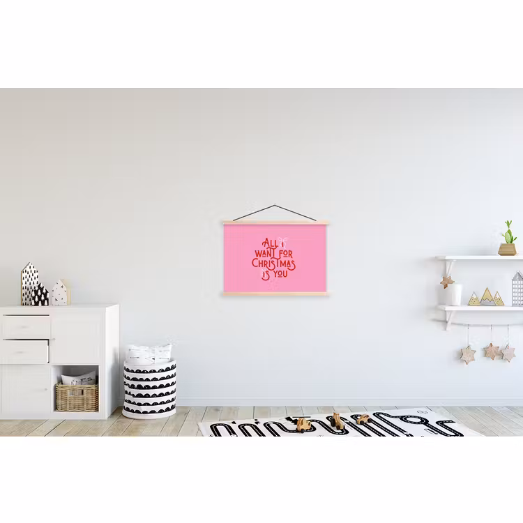 Stoffbild - Text – Weihnachten – Rosa – Rot — 2