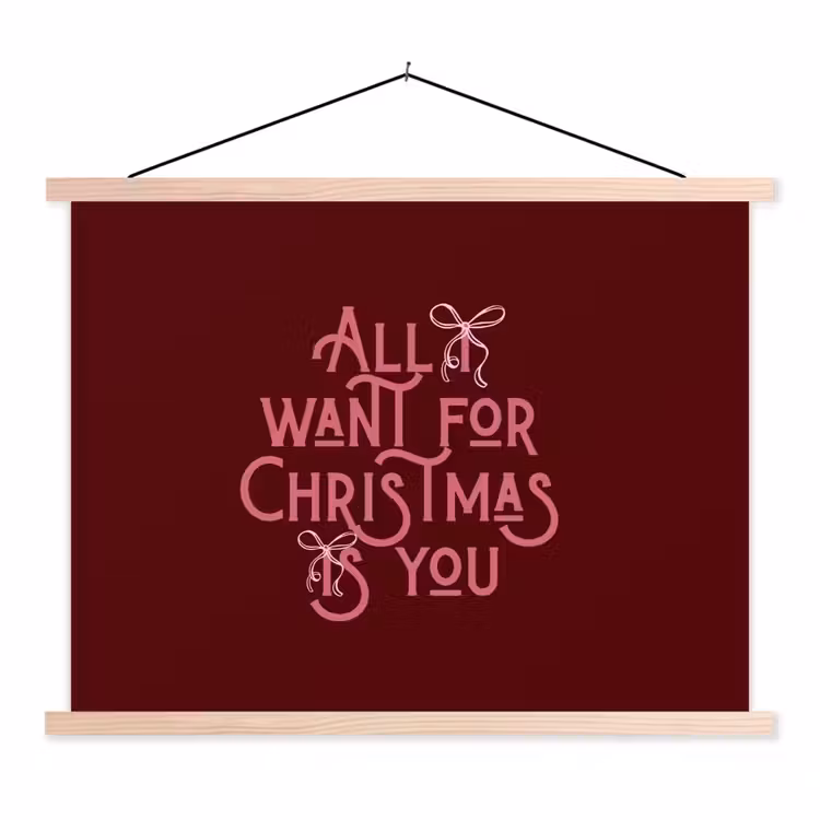 Stoffbild - Text – Weihnachten – Rot – Rosa — 1