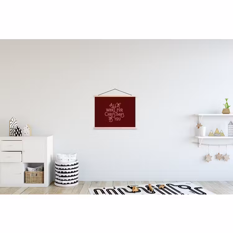 Stoffbild - Text – Weihnachten – Rot – Rosa — 2