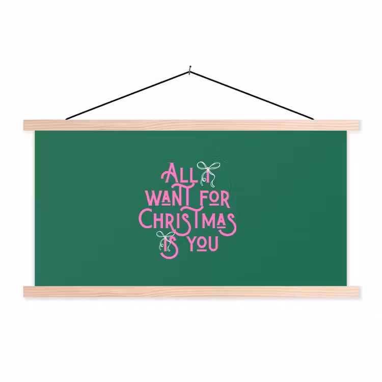 Stoffbild - Weihnachten – Text – Rosa – Grün — 1