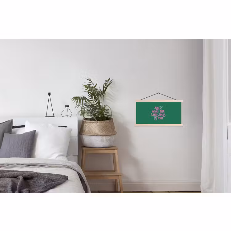 Stoffbild - Weihnachten – Text – Rosa – Grün — 3