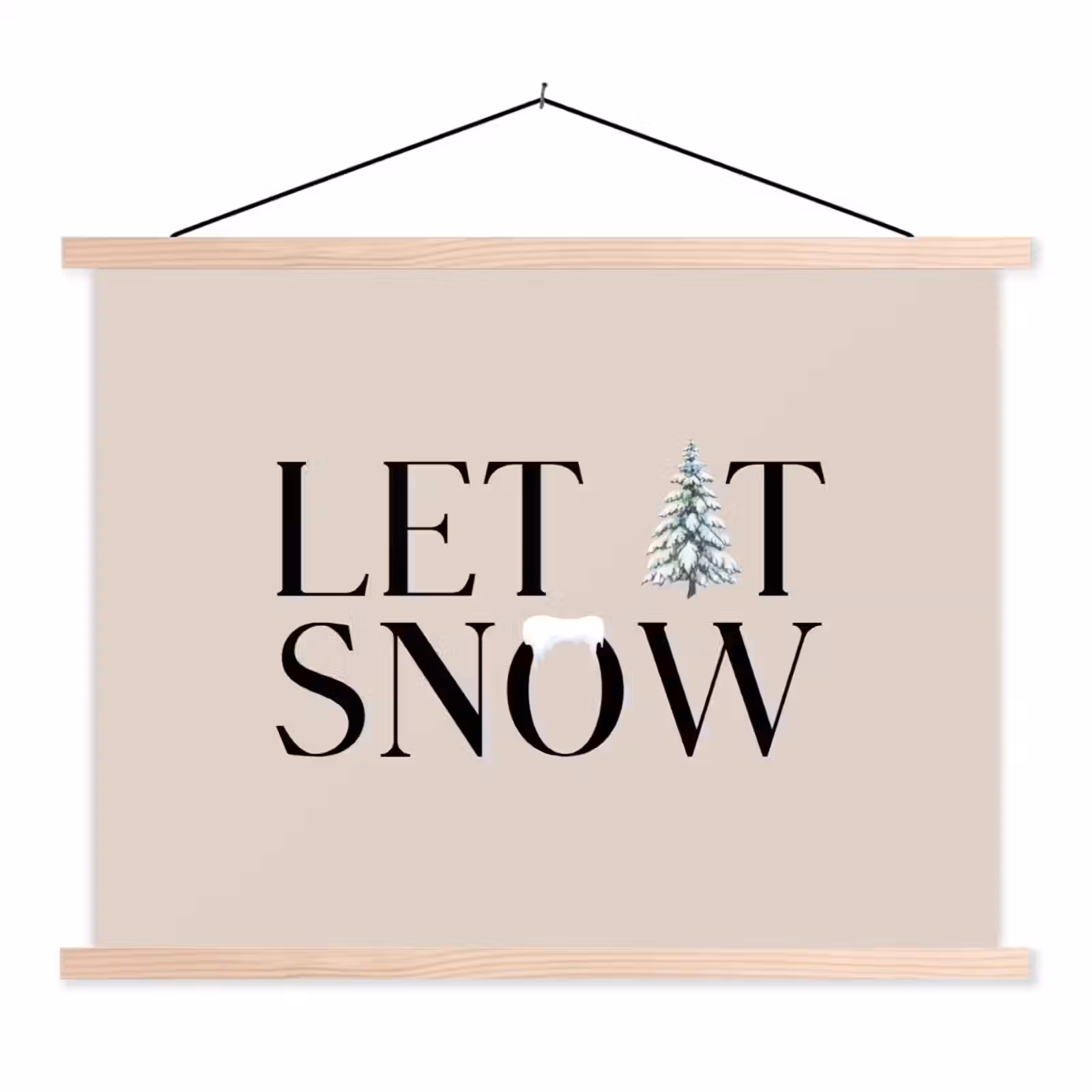 Stoffbild - Text – Weihnachten – Schnee — 1