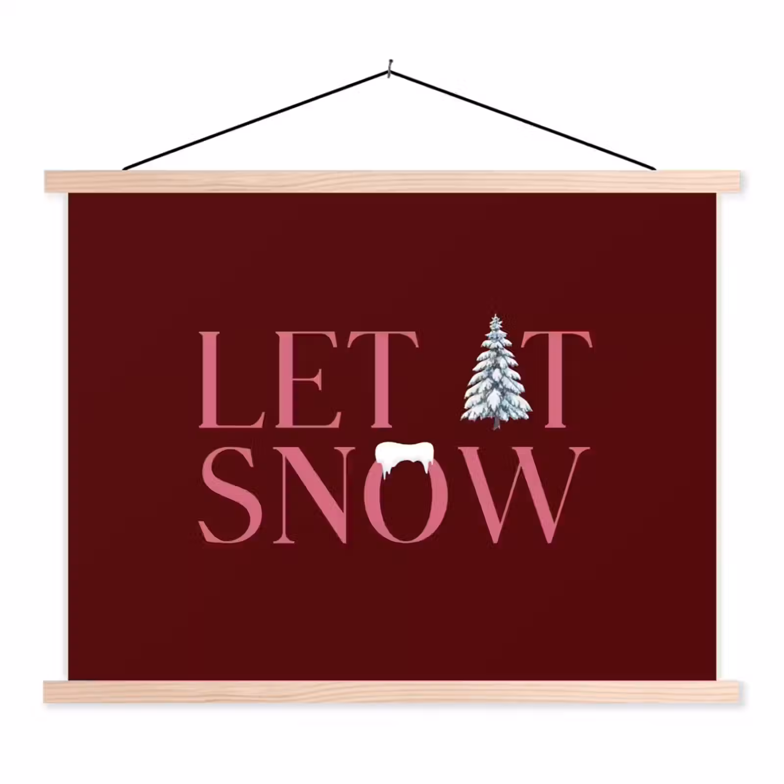 Stoffbild - Text – Weihnachten – Schnee – Rosa — 1