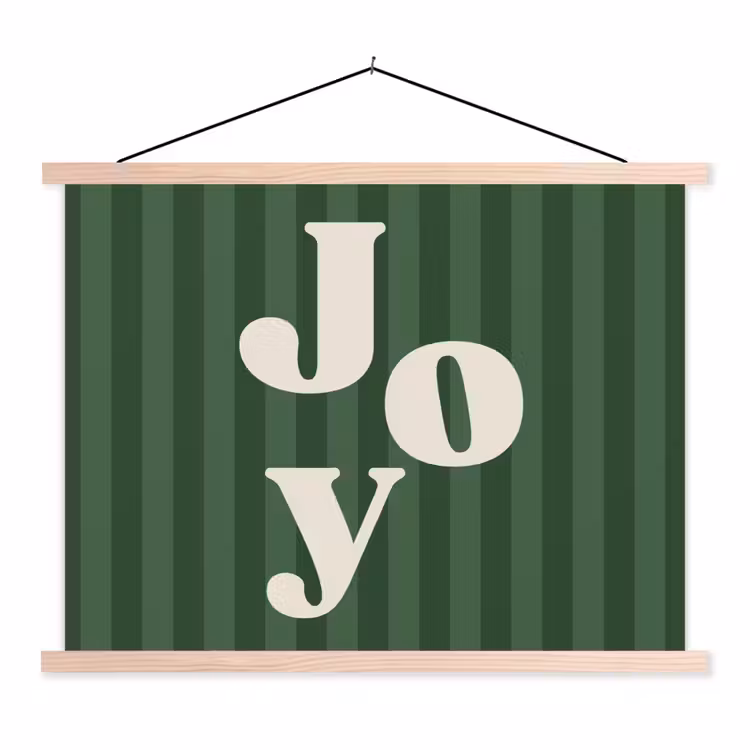 Stoffbild - Joy – Weihnachten – Text – Grün — 1