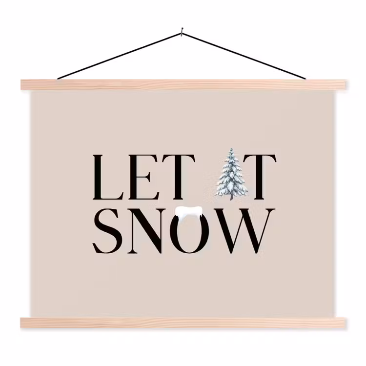 Stoffbild - Text – Weihnachten – Schnee — 1