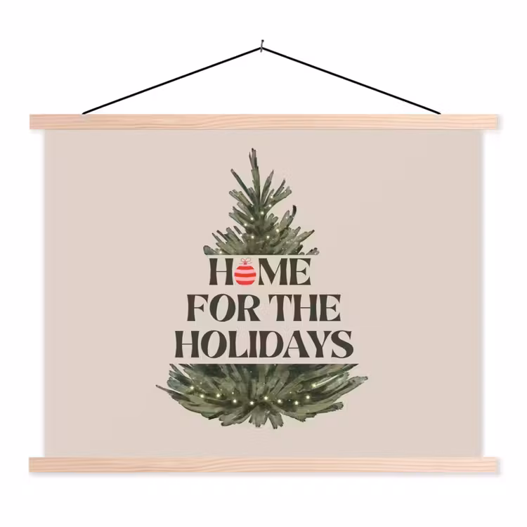 Stoffbild - Weihnachten – Text – Weihnachtsbaum – Beige — 1