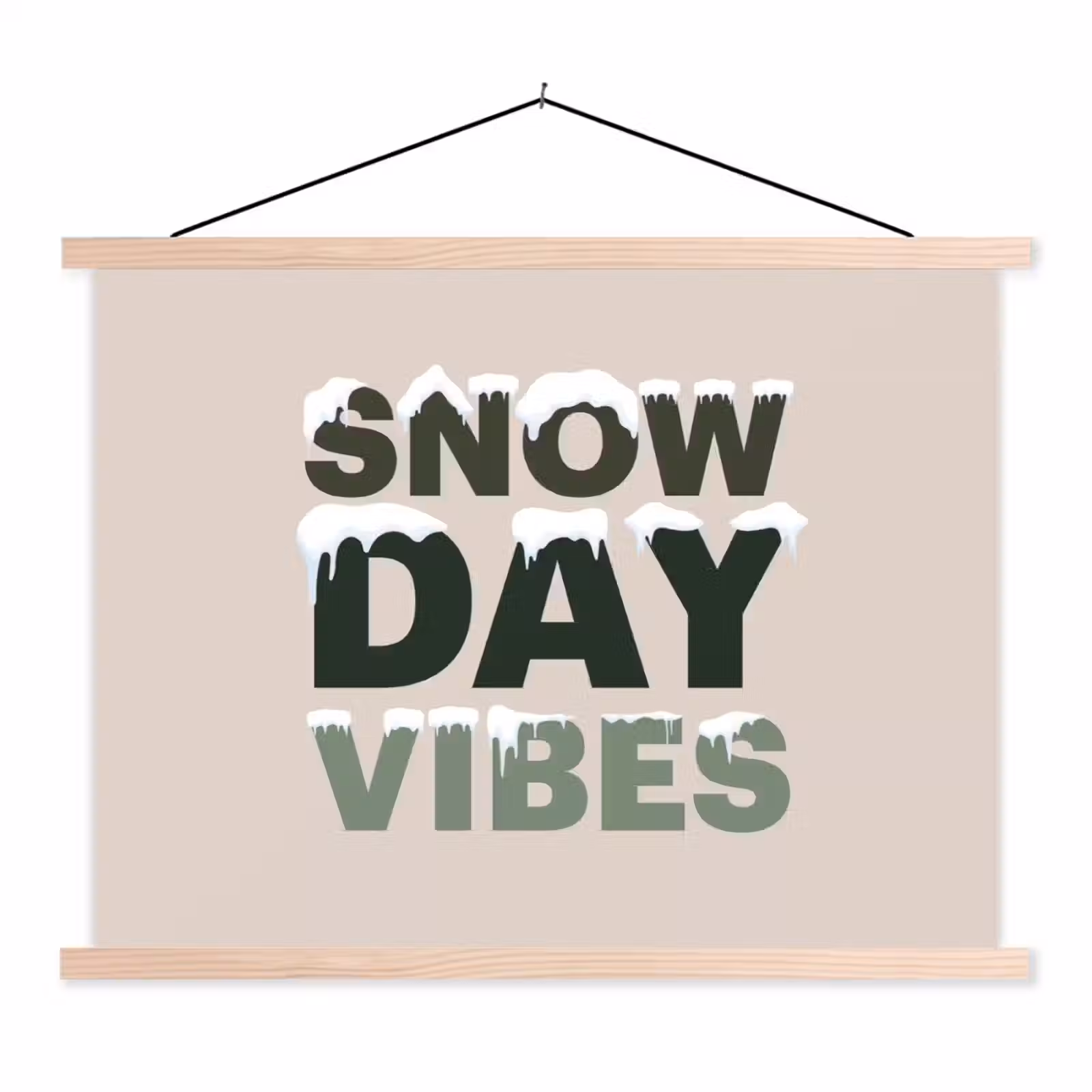 Stoffbild - Schnee – Text – Weihnachten – Beige — 1