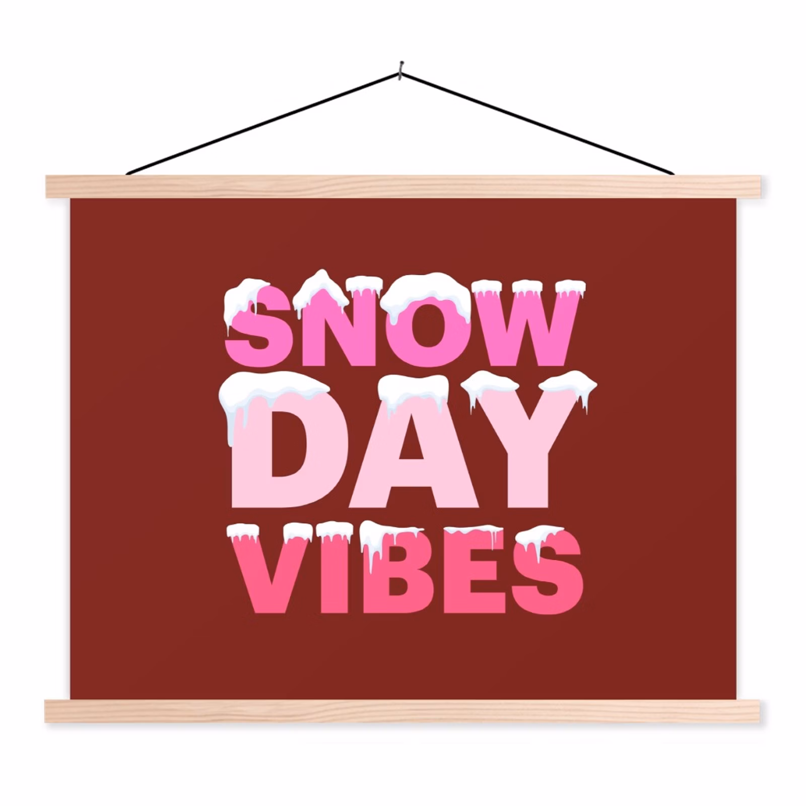 Stoffbild - Weihnachten – Text – Schnee – Rot – Rosa — 1