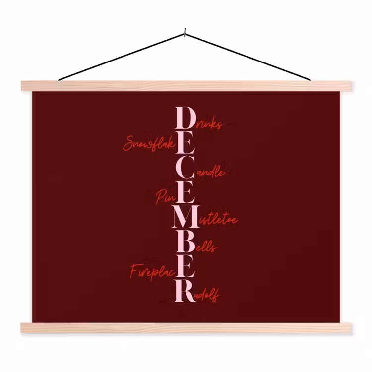 Stoffbild - Dezember – Text – Weihnachten – Burgund — 1