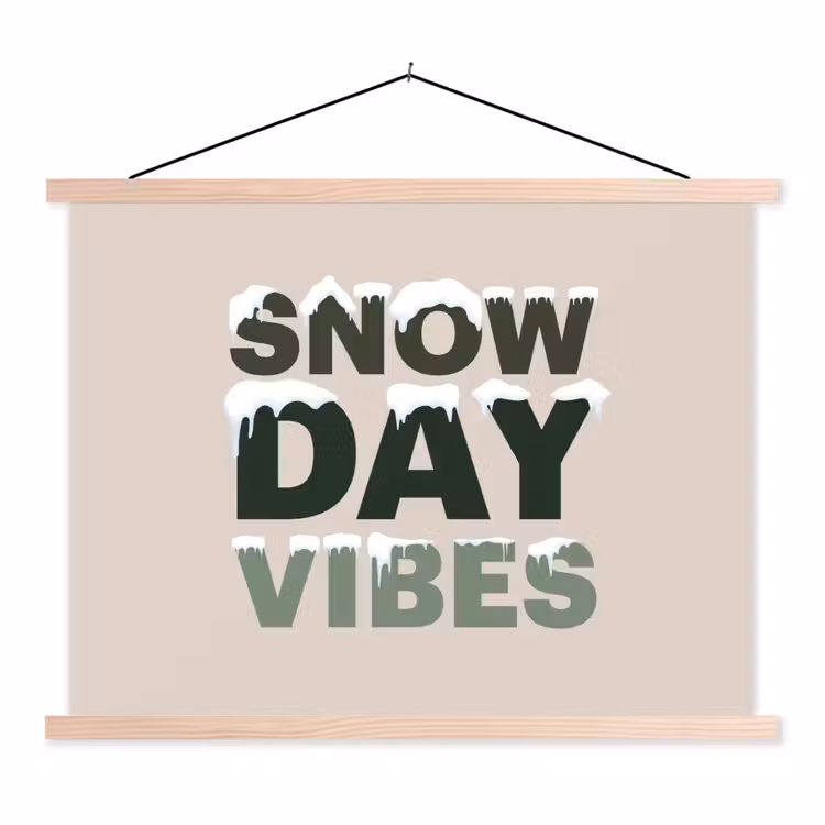 Stoffbild - Schnee – Text – Weihnachten – Beige — 1