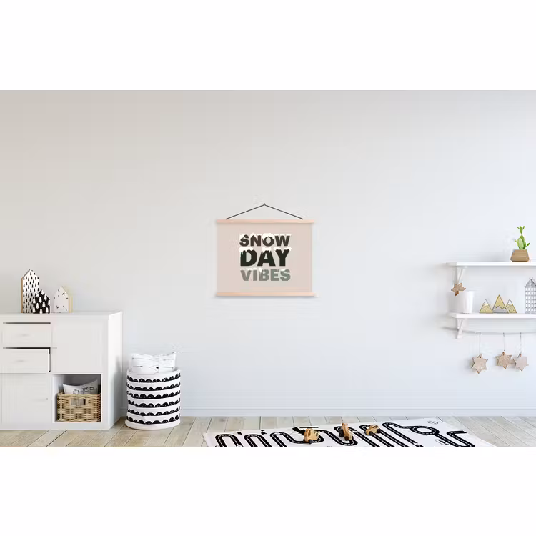 Stoffbild - Schnee – Text – Weihnachten – Beige — 2