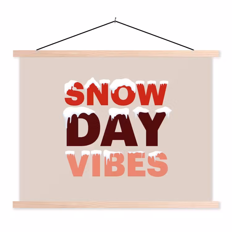 Stoffbild - Schnee – Weihnachten – Text – Rot — 1