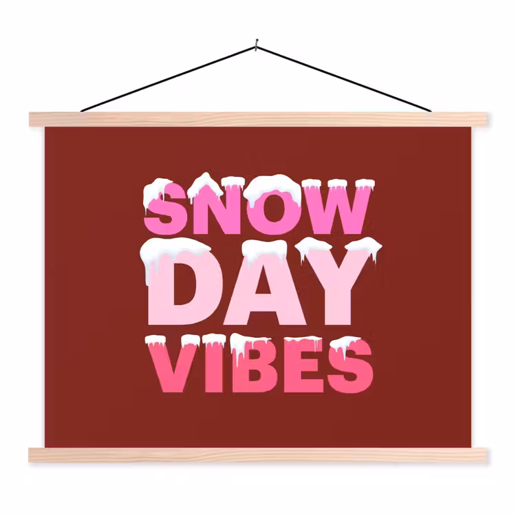 Stoffbild - Weihnachten – Text – Schnee – Rot – Rosa — 1