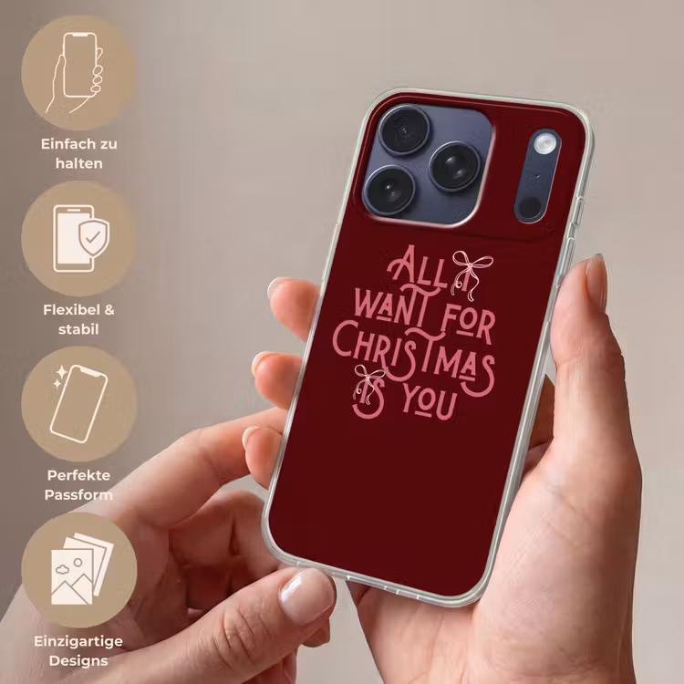 Handyhülle - Text – Weihnachten – Rot – Rosa — 4