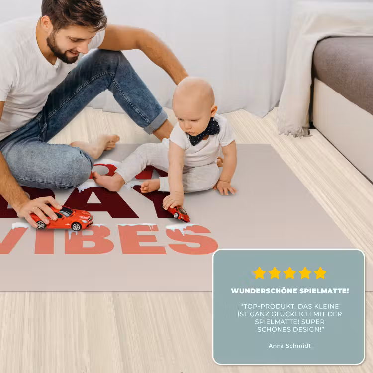 Spielmatte - Schnee – Weihnachten – Text – Rot — 4